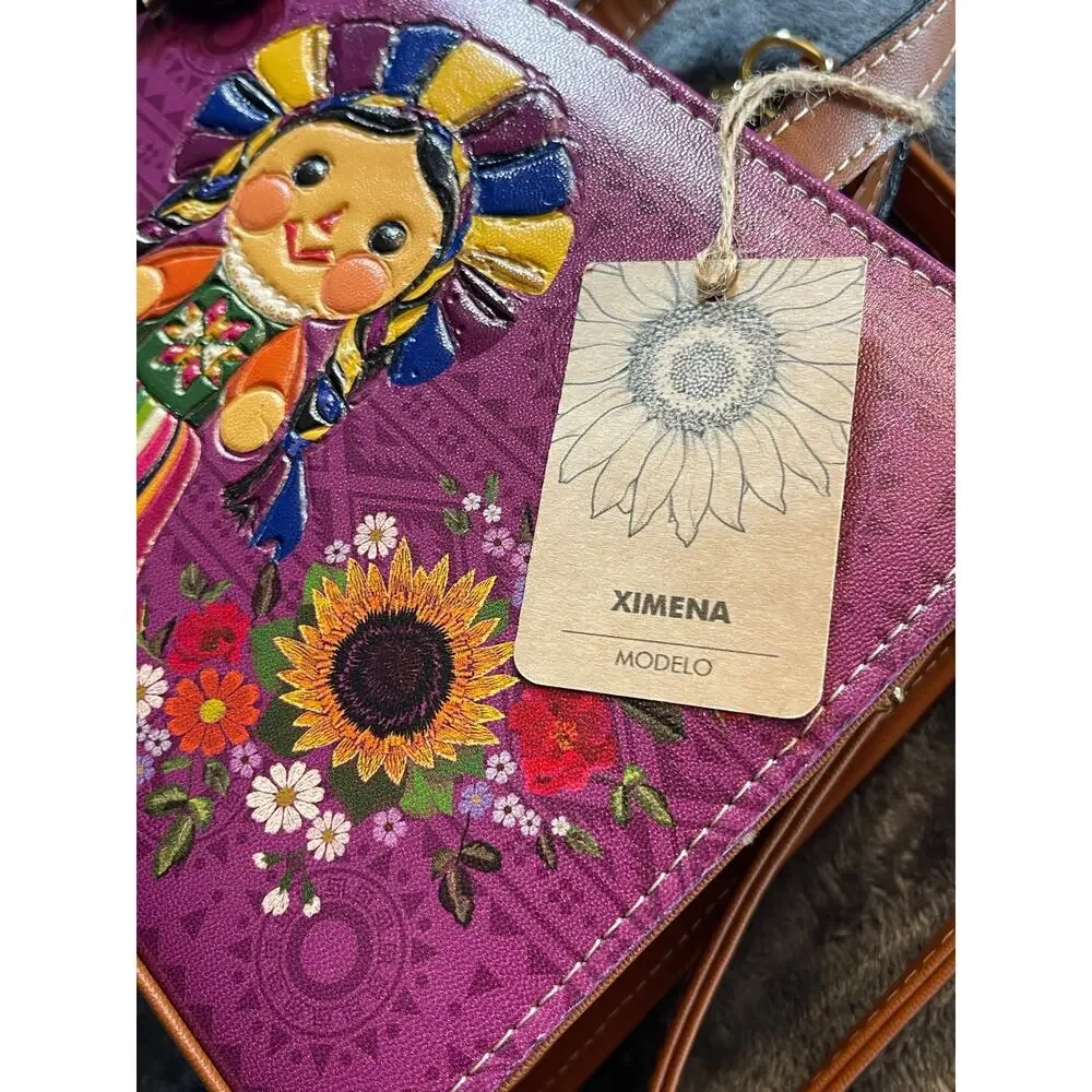 NWT Dubai Mexican Artisan Ximena Doll Painted Crossbody Bag